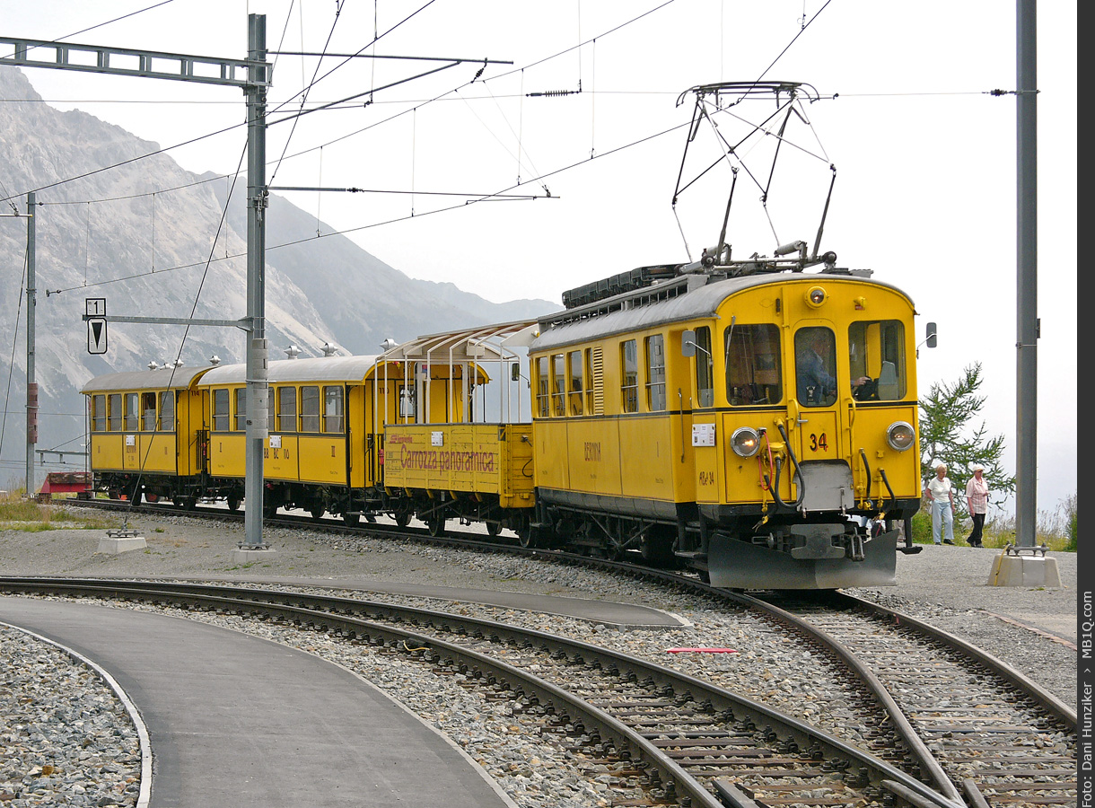 Nostalgiezug der Berninabahn mit BB ABe 4/4 34, Alp Grüm