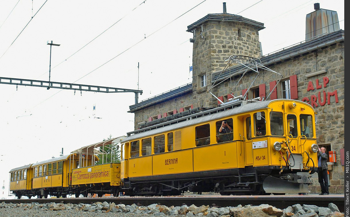 Nostalgiezug der Berninabahn mit BB ABe 4/4 34, Alp Grüm